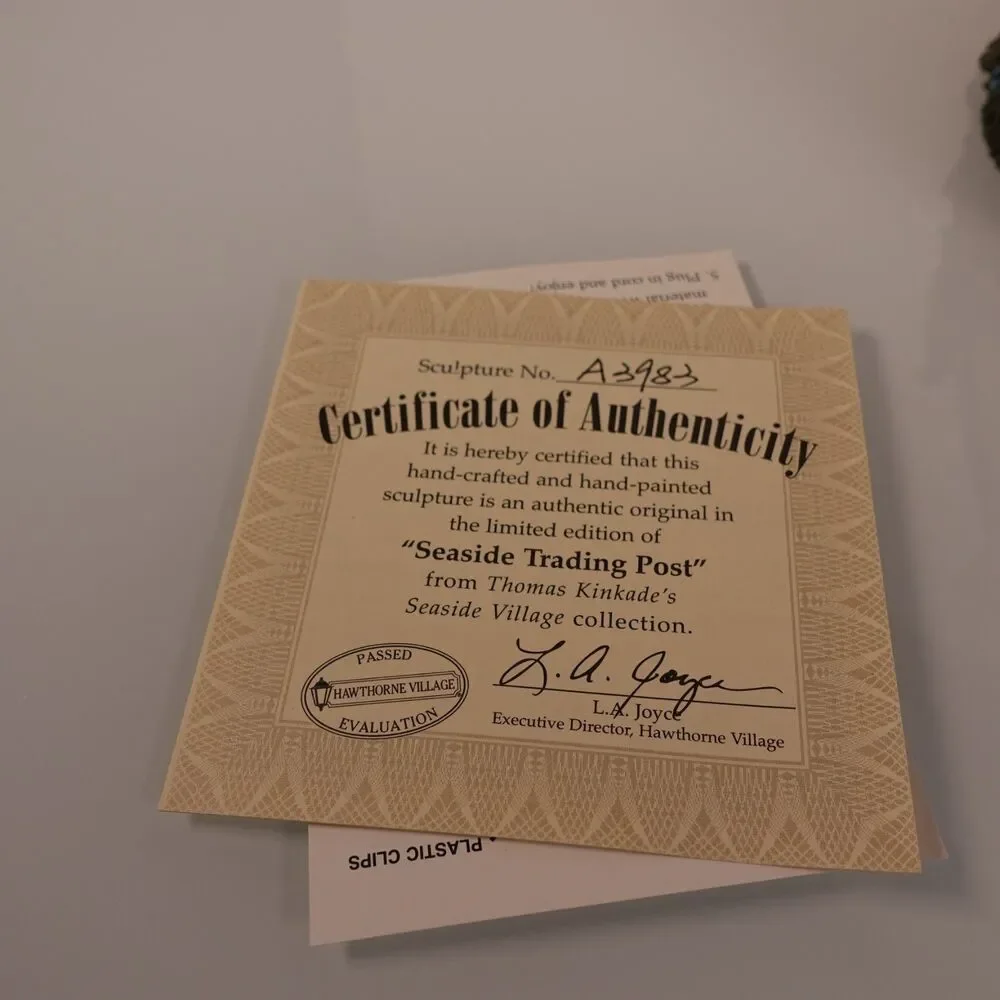 Hawthorne Village Seaside Thomas Kinkade Seaside Trading Post Lighted COA 79632
